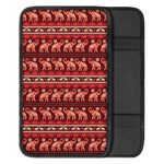Red Indian Elephant Pattern Print Car Center Console Cover