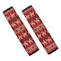 Red Indian Elephant Pattern Print Car Seat Belt Covers