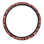 Red Indian Elephant Pattern Print Car Steering Wheel Cover