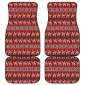 Red Indian Elephant Pattern Print Front and Back Car Floor Mats