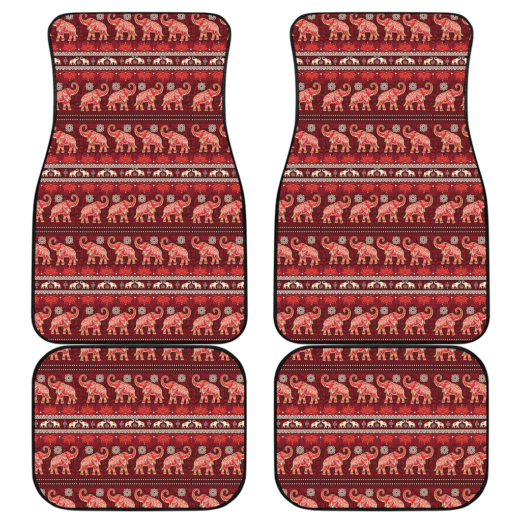 Red Indian Elephant Pattern Print Front and Back Car Floor Mats