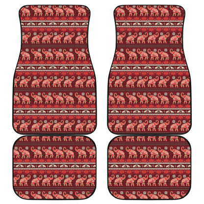 Red Indian Elephant Pattern Print Front and Back Car Floor Mats