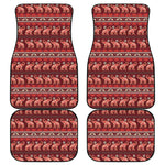 Red Indian Elephant Pattern Print Front and Back Car Floor Mats