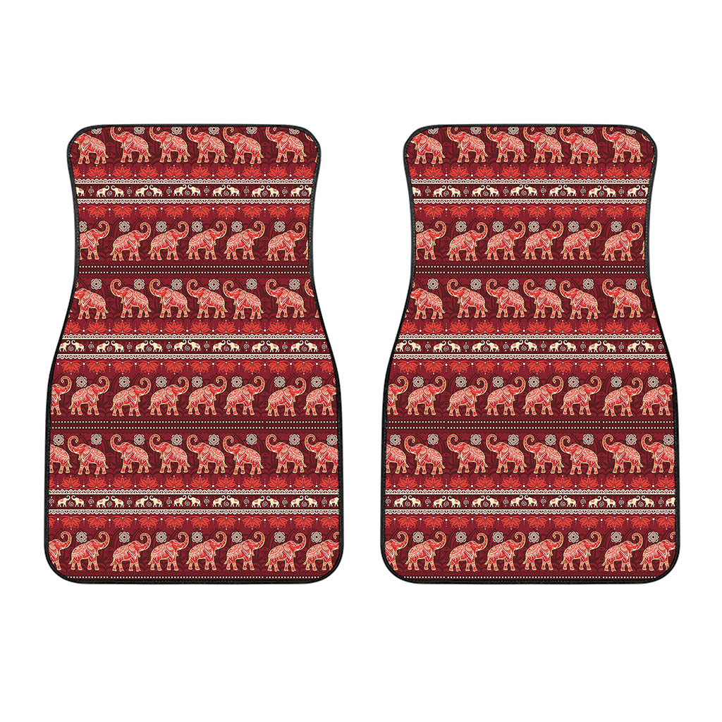 Red Indian Elephant Pattern Print Front Car Floor Mats