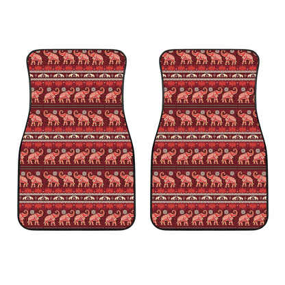 Red Indian Elephant Pattern Print Front Car Floor Mats