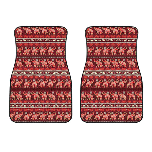 Red Indian Elephant Pattern Print Front Car Floor Mats