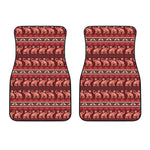 Red Indian Elephant Pattern Print Front Car Floor Mats