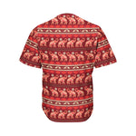Red Indian Elephant Pattern Print Men's Baseball Jersey
