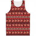 Red Indian Elephant Pattern Print Men's Tank Top
