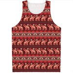 Red Indian Elephant Pattern Print Men's Tank Top