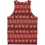 Red Indian Elephant Pattern Print Men's Tank Top