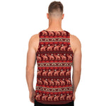 Red Indian Elephant Pattern Print Men's Tank Top