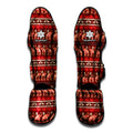 Red Indian Elephant Pattern Print Muay Thai Shin Guards