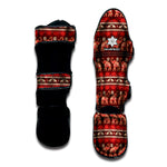 Red Indian Elephant Pattern Print Muay Thai Shin Guard