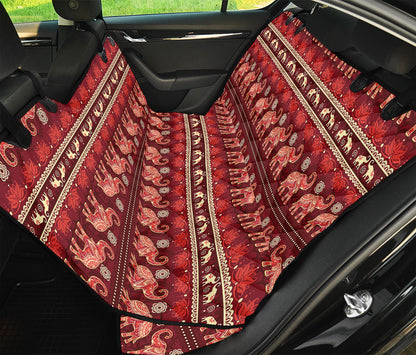 Red Indian Elephant Pattern Print Pet Car Back Seat Cover