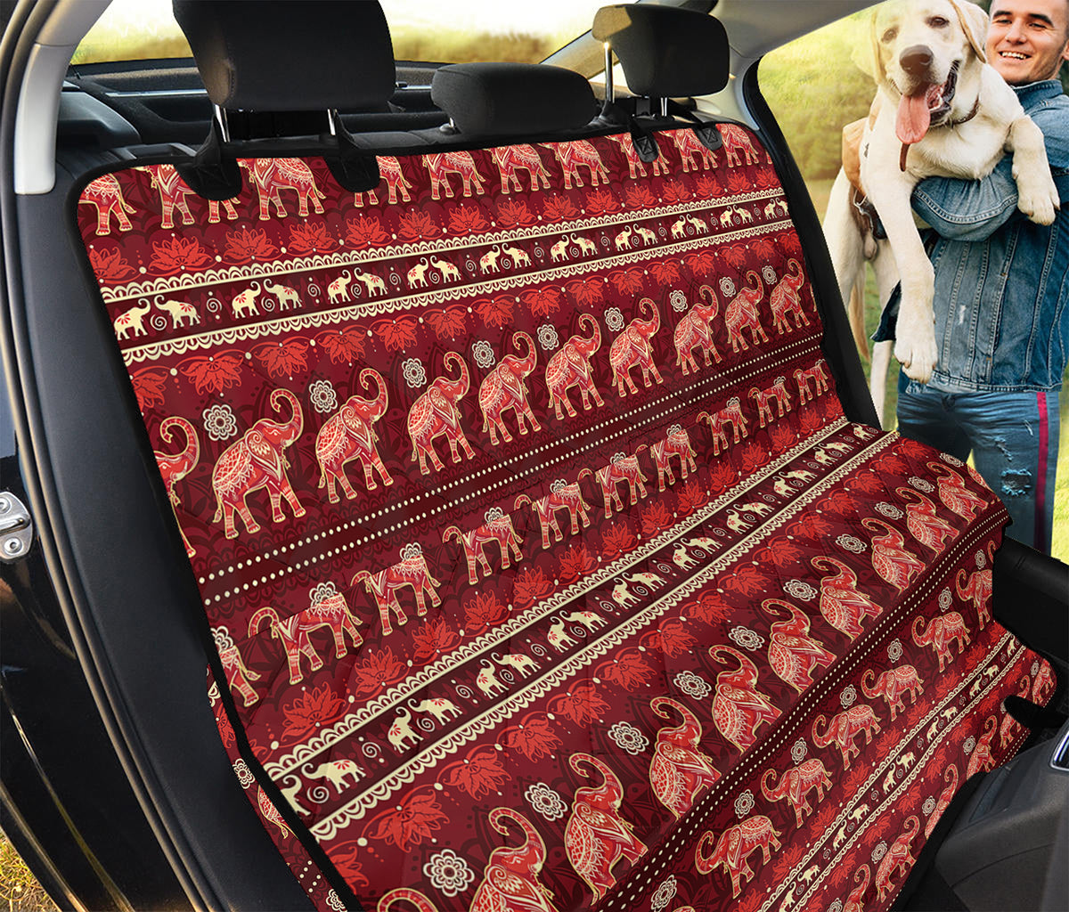 Red Indian Elephant Pattern Print Pet Car Back Seat Cover