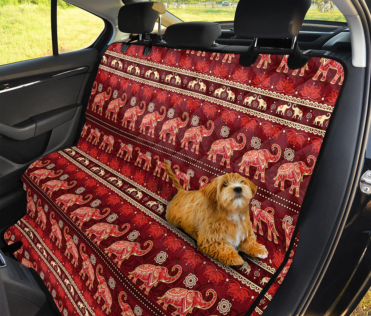 Red Indian Elephant Pattern Print Pet Car Back Seat Cover
