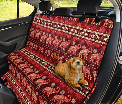 Red Indian Elephant Pattern Print Pet Car Back Seat Cover