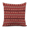 Red Indian Elephant Pattern Print Pillow Cover