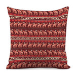 Red Indian Elephant Pattern Print Pillow Cover