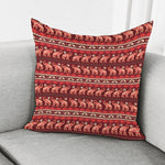 Red Indian Elephant Pattern Print Pillow Cover