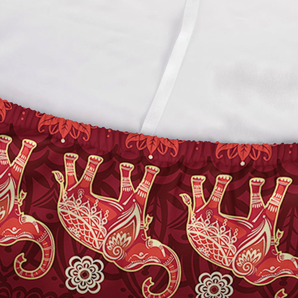 Red Indian Elephant Pattern Print Sofa Cover