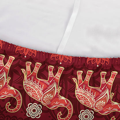 Red Indian Elephant Pattern Print Sofa Cover