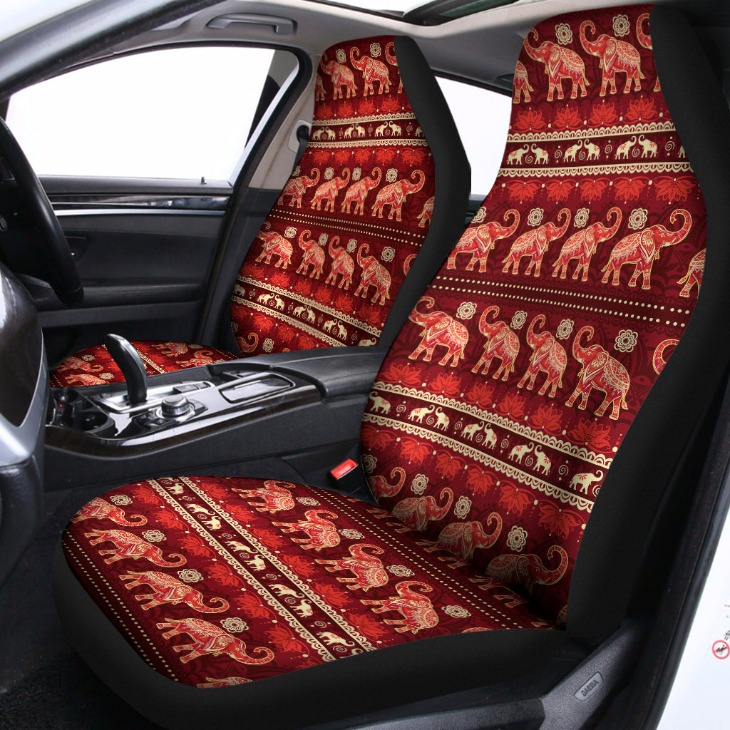 Red Indian Elephant Pattern Print Universal Fit Car Seat Covers