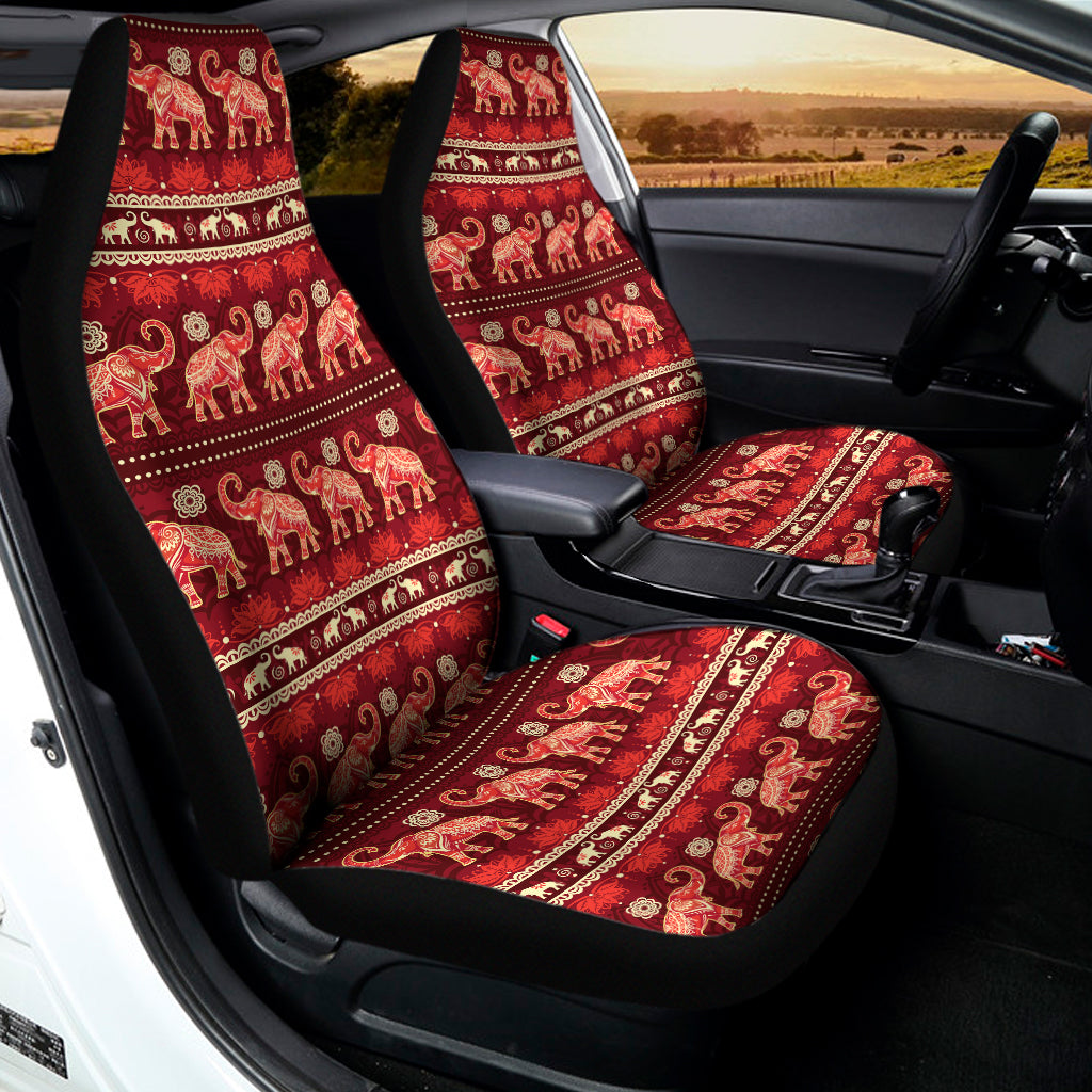 Red Indian Elephant Pattern Print Universal Fit Car Seat Covers