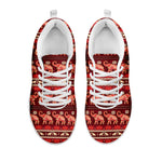 Red Indian Elephant Pattern Print White Sneakers