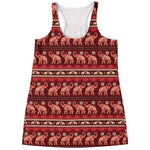Red Indian Elephant Pattern Print Women's Racerback Tank Top