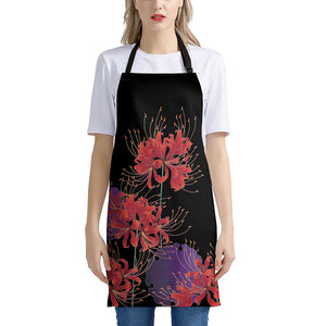 Red Japanese Amaryllis Pattern Print Apron