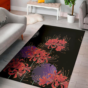 Red Japanese Amaryllis Pattern Print Area Rug