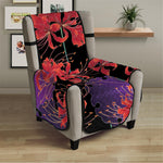 Red Japanese Amaryllis Pattern Print Armchair Protector