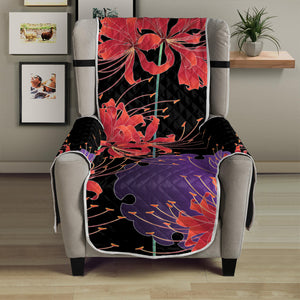 Red Japanese Amaryllis Pattern Print Armchair Protector