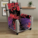 Red Japanese Amaryllis Pattern Print Armchair Protector