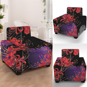 Red Japanese Amaryllis Pattern Print Armchair Slipcover