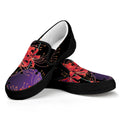 Red Japanese Amaryllis Pattern Print Black Slip On Sneakers
