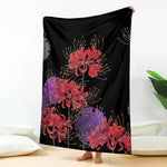 Red Japanese Amaryllis Pattern Print Blanket