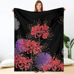 Red Japanese Amaryllis Pattern Print Blanket