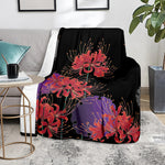 Red Japanese Amaryllis Pattern Print Blanket