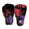 Red Japanese Amaryllis Pattern Print Boxing Gloves