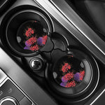 Red Japanese Amaryllis Pattern Print Car Coasters