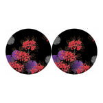 Red Japanese Amaryllis Pattern Print Car Coasters
