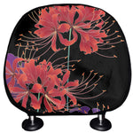 Red Japanese Amaryllis Pattern Print Car Headrest Covers