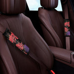 Red Japanese Amaryllis Pattern Print Car Seat Belt Covers