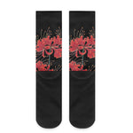 Red Japanese Amaryllis Pattern Print Crew Socks