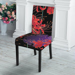 Red Japanese Amaryllis Pattern Print Dining Chair Slipcover