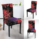 Red Japanese Amaryllis Pattern Print Dining Chair Slipcover