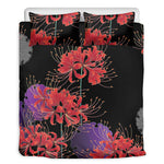 Red Japanese Amaryllis Pattern Print Duvet Cover Bedding Set